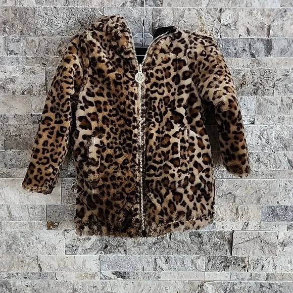 DKNY GIRLS BLACK WINTER JACKET, SIZE 5/6 DOUBLE SIDE, PRE-OWNED, ZIPPER, POCKETS - Picture 6 of 14